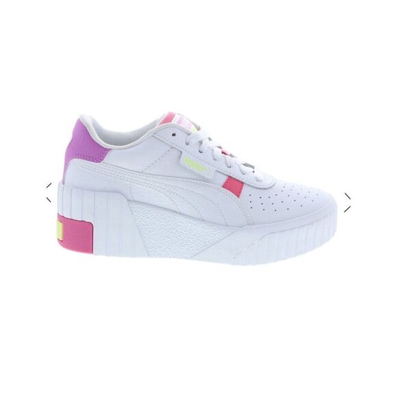 PUMA Cali Wedge White Leather Lifestyle Sneakers - Picture 3 of 16